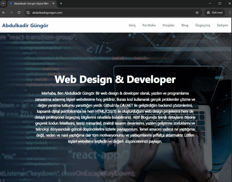 Abdulkadir Güngör ile Kurumsal Web Çözümleri: Tasarımdan Backend Altyapısına